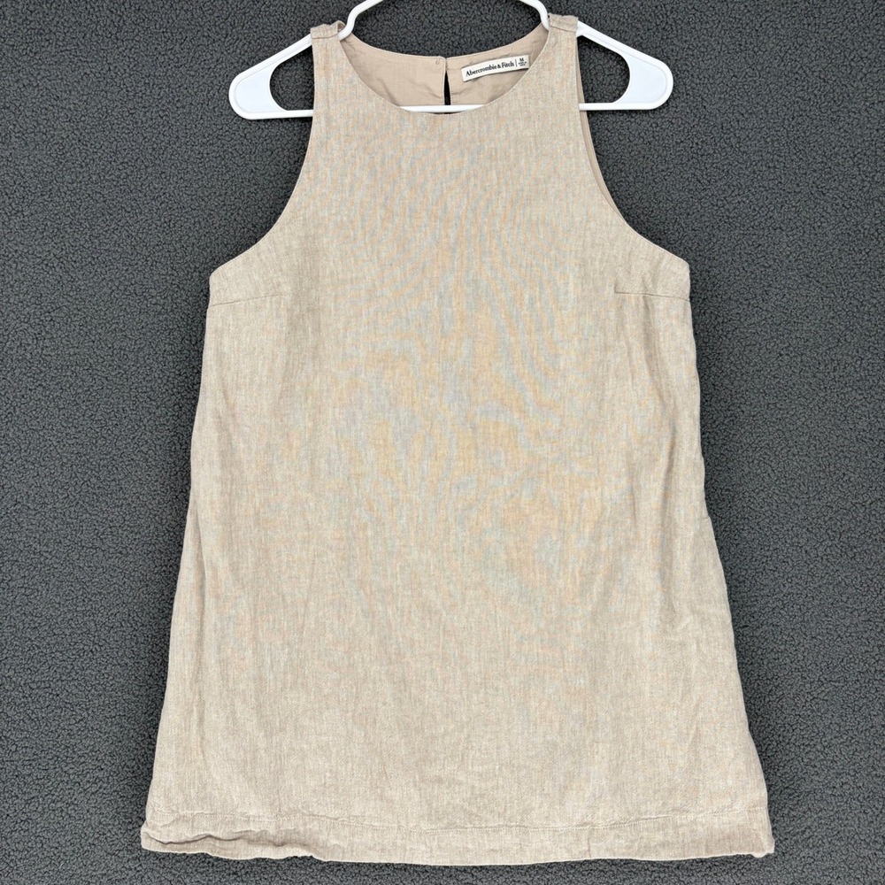 Abercrombie & Fitch Womens Beige Linen Blend Sleeveless Shift Dress Medium